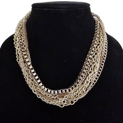 Vintage Y2K 2000s Layered Gold Tone Chain Necklace Formal