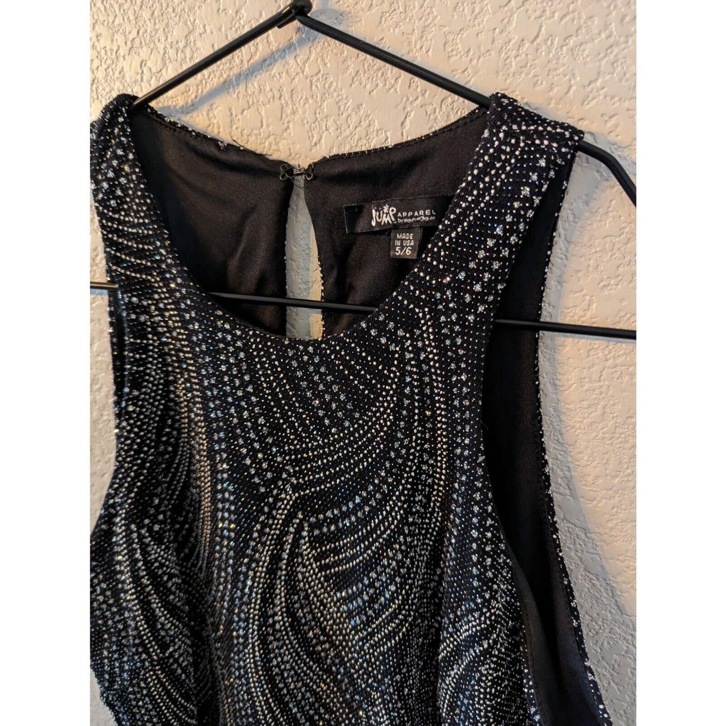 Vintage 1990s Jump Apparel Womens Sz 6 Black and Glitter Cocktail Dress