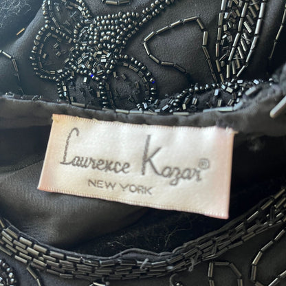 Laurence Kazar Womens PL Midi Dress Silk Fully Beaded Black Formal