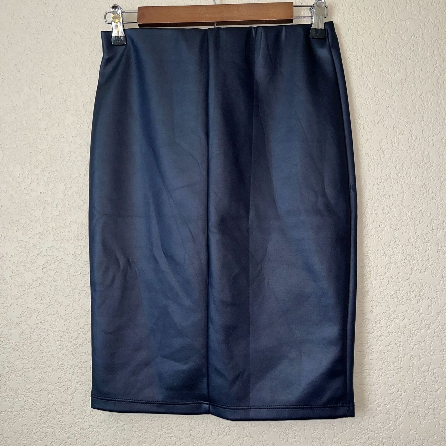 NEW Fashion Nova Womens Sz M Black Pencil Skirt Satin Shiny