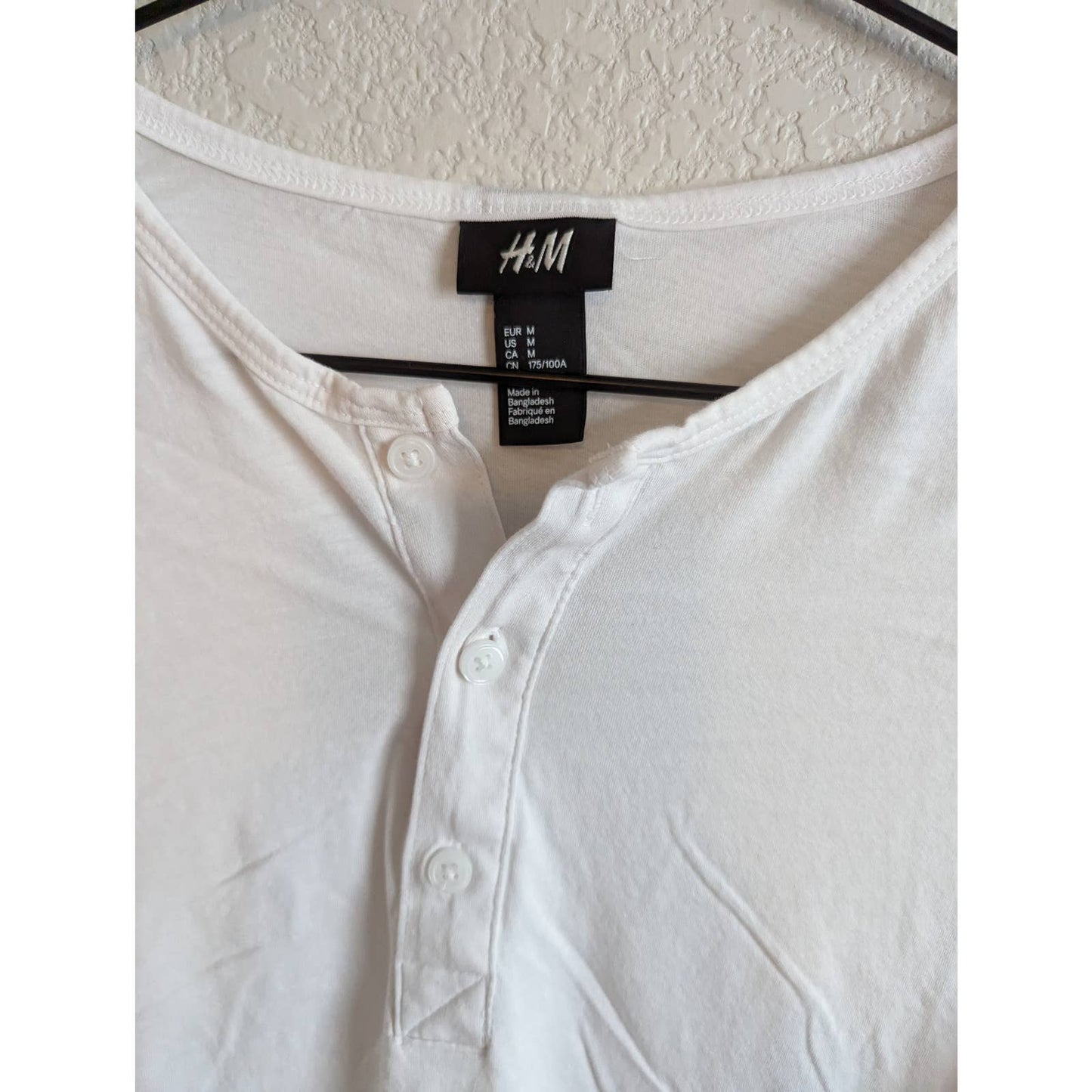 H&M Womens Sz M Tab Sleeve Long Sleeve T Shirt Solid White