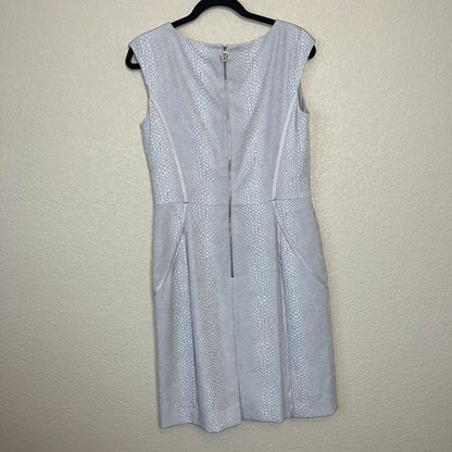Antonio Melani Womens Sz 8 Pencil Dress Silver w/ Satin Trim Sleeveless