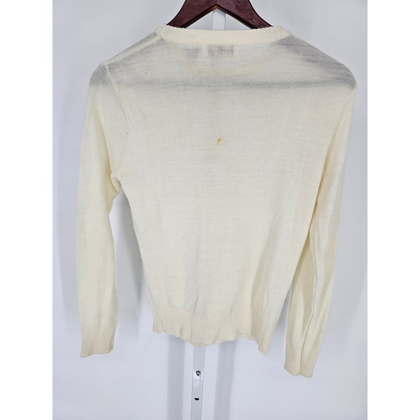 Vintage 1970s Bernie Jo Womens Sz XL Cream Wool Blend Crew Neck Sweater