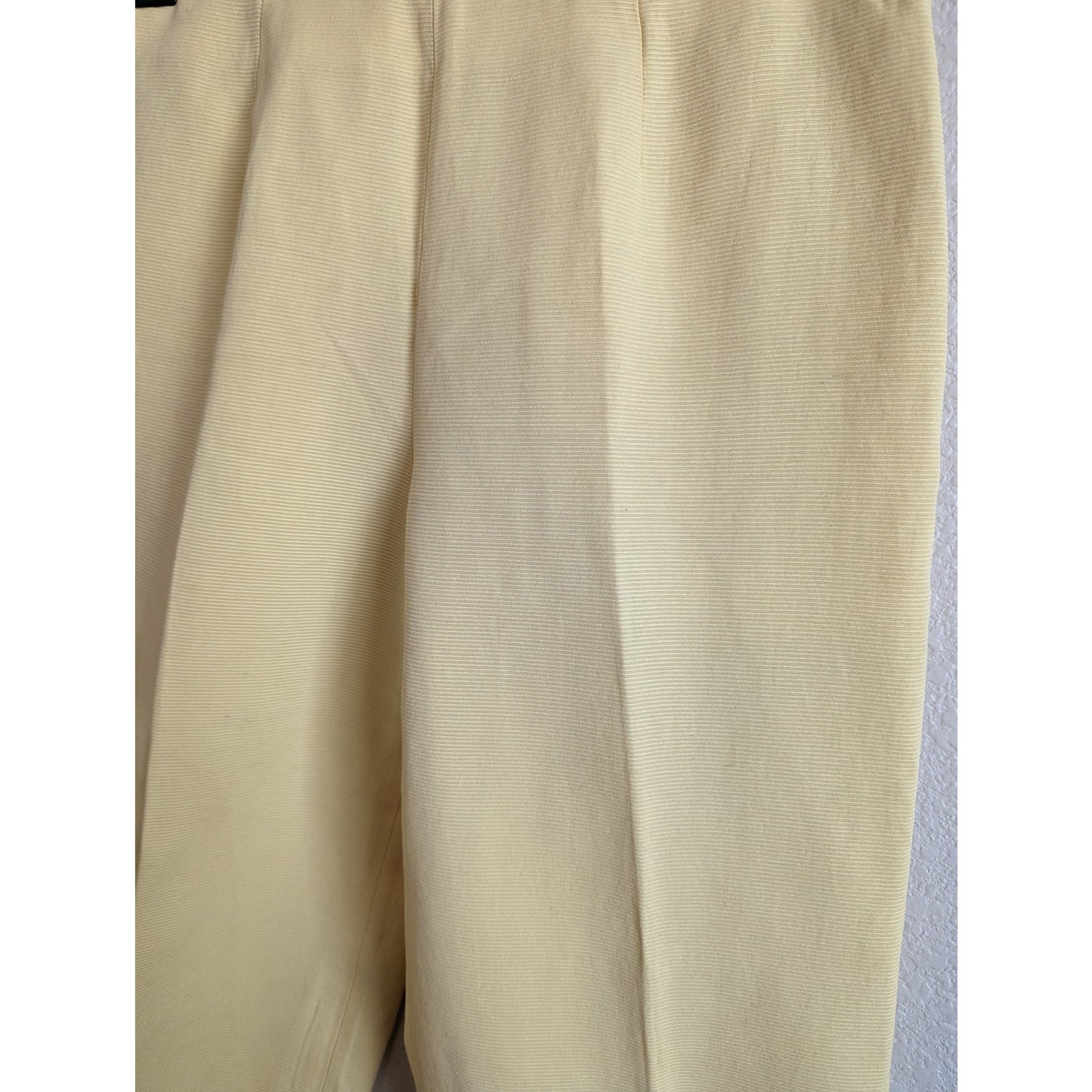 Vintage Andre Oliver Womens Sz 2 Cropped Straight Leg Pants Butter Yellow Ribbed