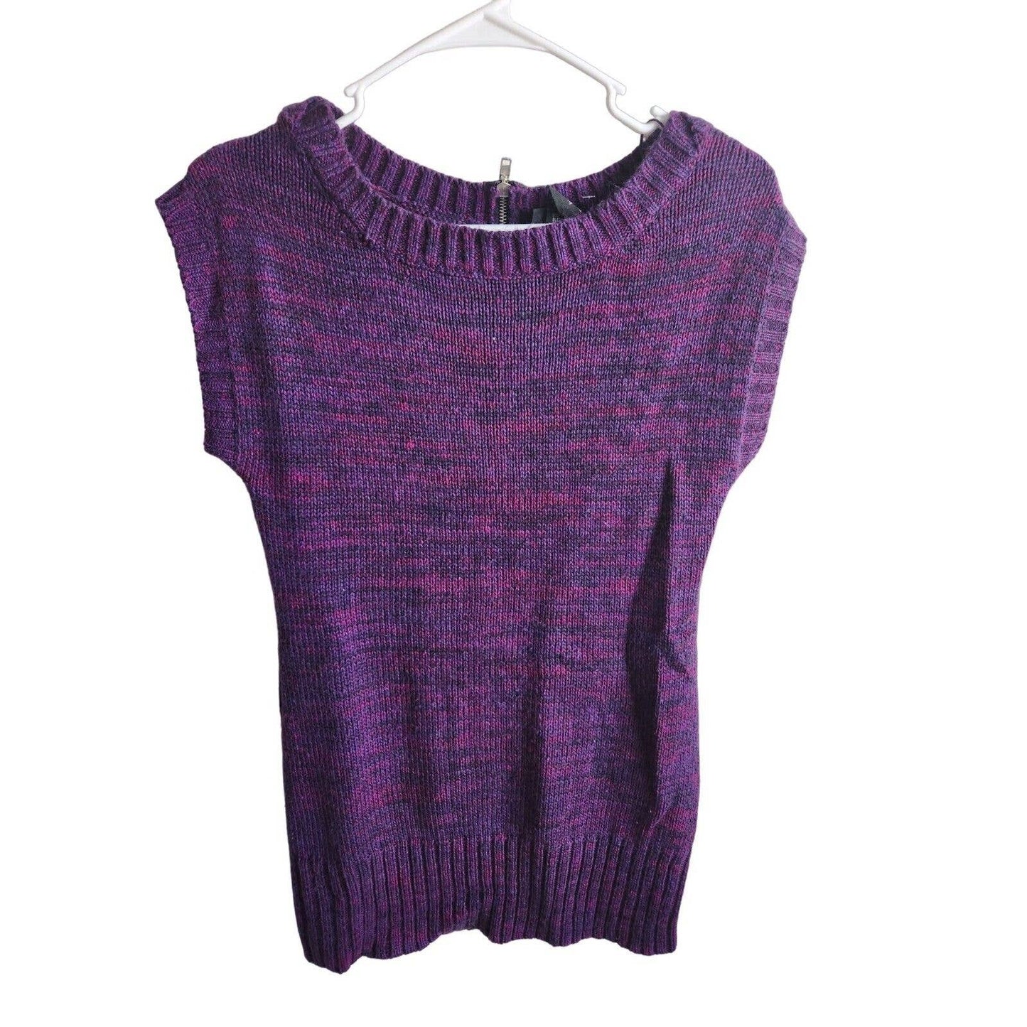 Its Our Time Womens Sz M Short Sleeve Knit Sweater Purple