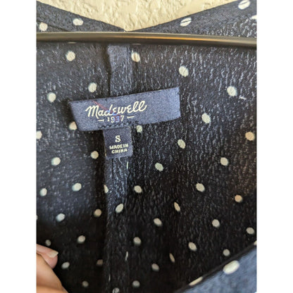 Madewell Womens Sz S Layout Navy Polka Dot Tunic Dress Navy Blue