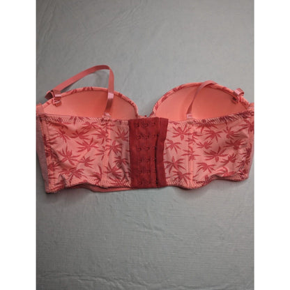 Vintage Y2K Womens Sz 36B Longline Bra Pink Palm Tree Print