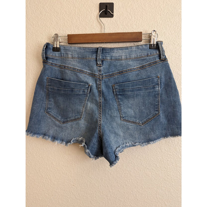 Rewash Womens Sz 7 Super High Rise Mom Blue Jean Shorts Distressed