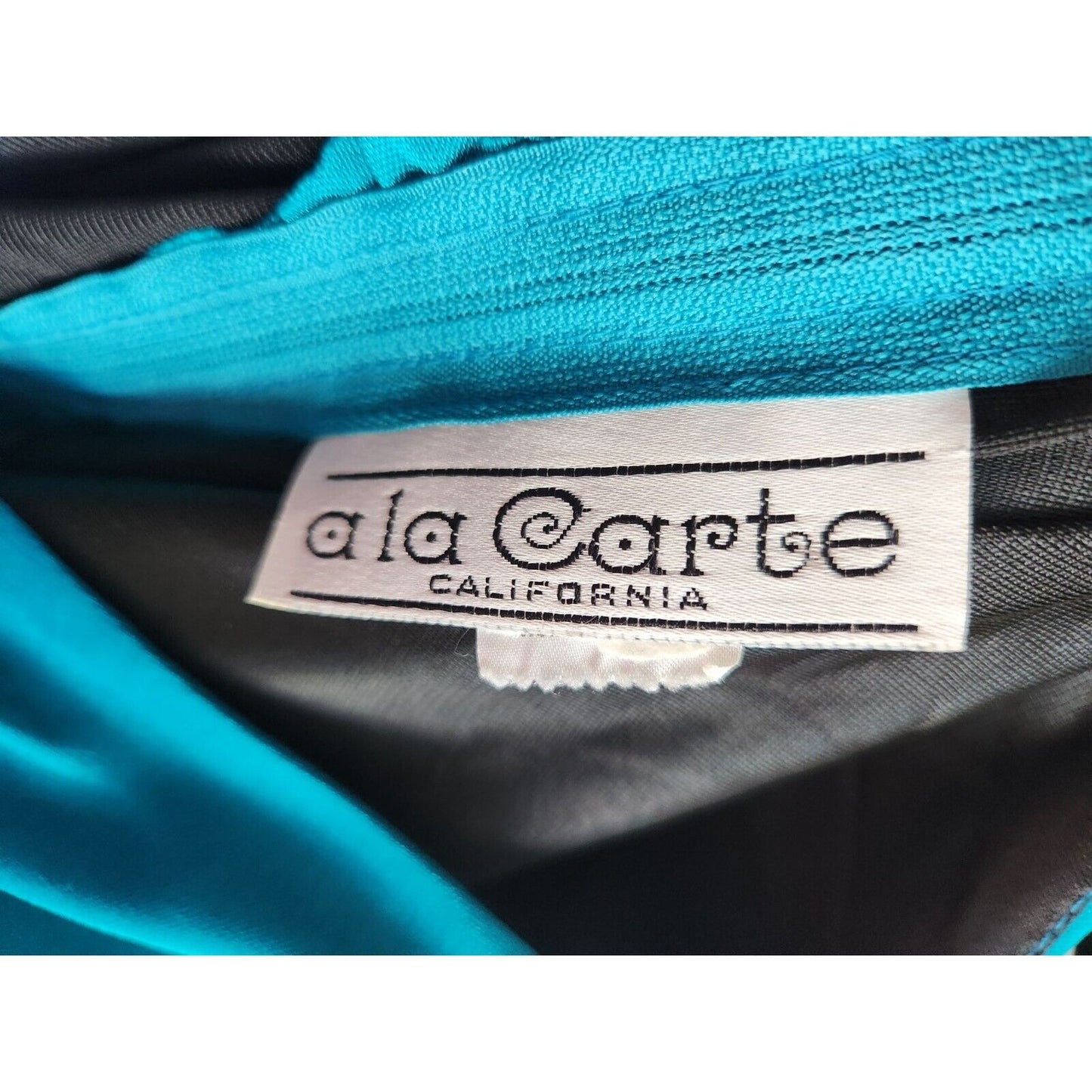 Vintage A La Carte California Womens Sz M Formal Midi Dress Blue Satin Rhineston