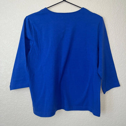 Vintage Westbound Petites Womens PM Kelly Blue V Neck Shirt