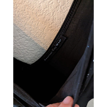 Vintage 1990s American City Wear Womens Sz L Midi Dress Black Silver Glitter