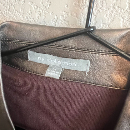 Vintage NY Collection Womens Sz M Faux Leather Moto Vest Bronze Zip Up