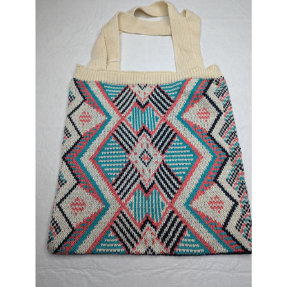 Kevia Style Riviera Tote Shoulder Bag Aztec Design Knit NEW