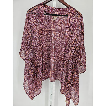 Arizona Jean Womens Sz M/L Open Front Cardigan Kimono Sweater Purple Boho