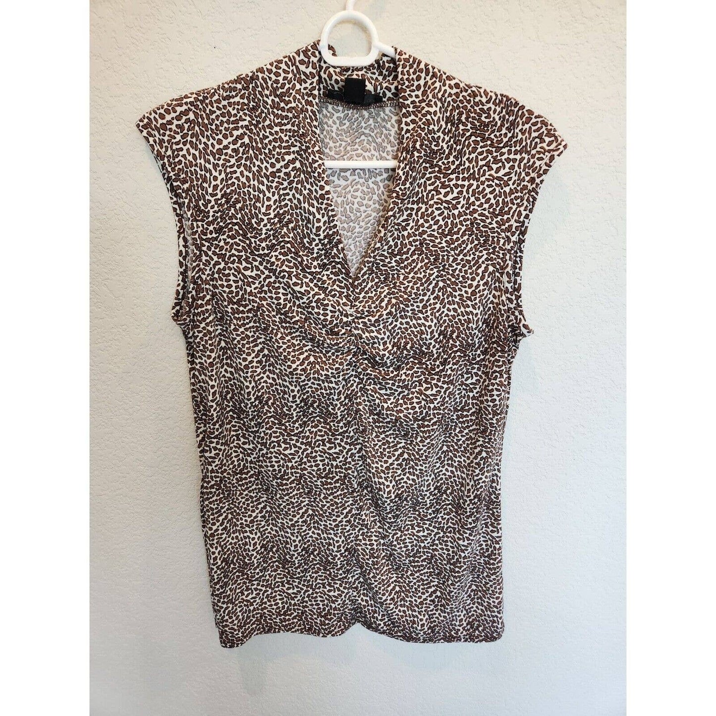 Vintage Y2K Josephine mujeres Sz M leopardo estampado blusa sin mangas