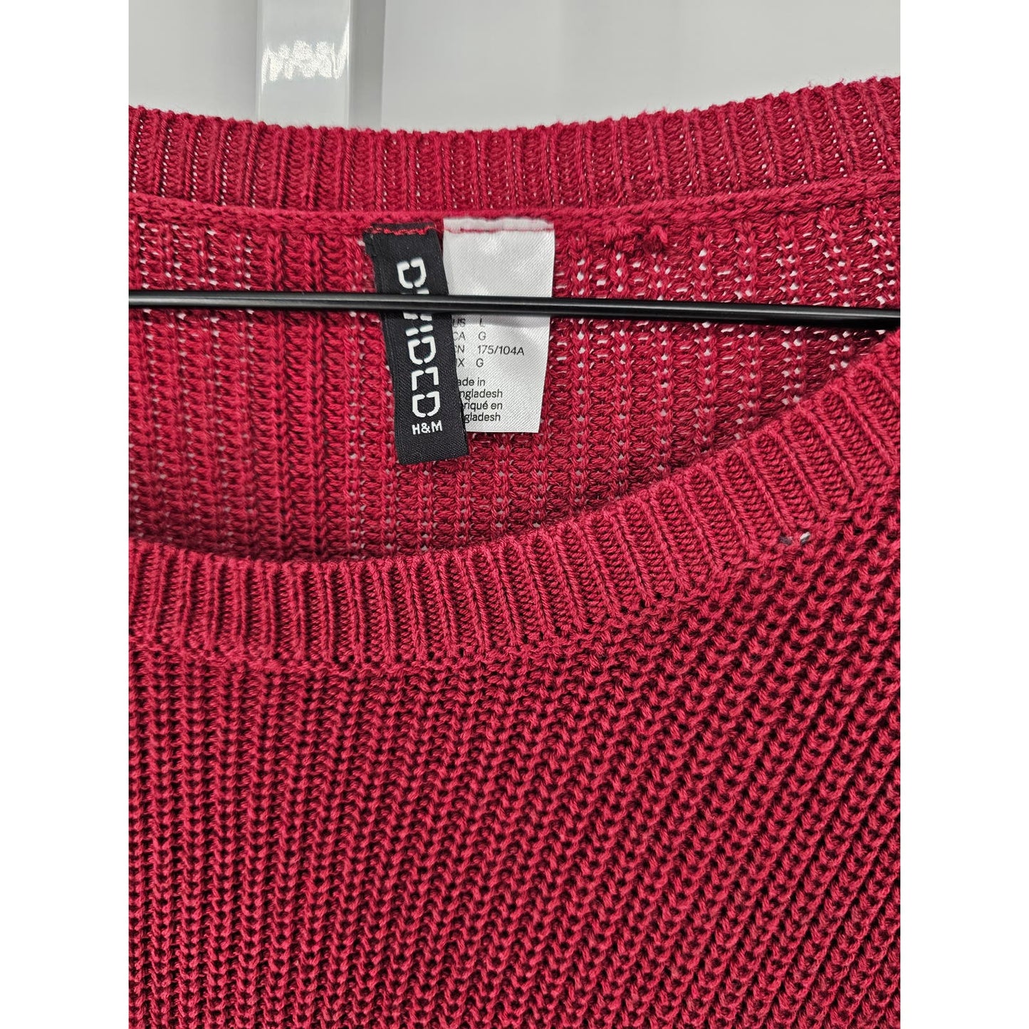 Divided by H&M Womens Sz L Tunic Length Knit Sweater Red Slouchy