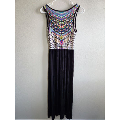 Vanilla Bay Womens Sz M Maxi Dress Sleeveless Rainbow Geometric Top