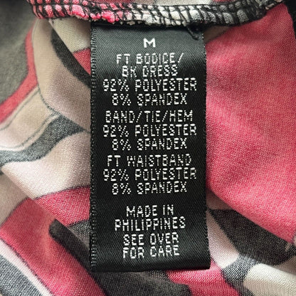 IZ Byer California Womens Sz M Knee Length Dress Vintage Black Pink V Neck