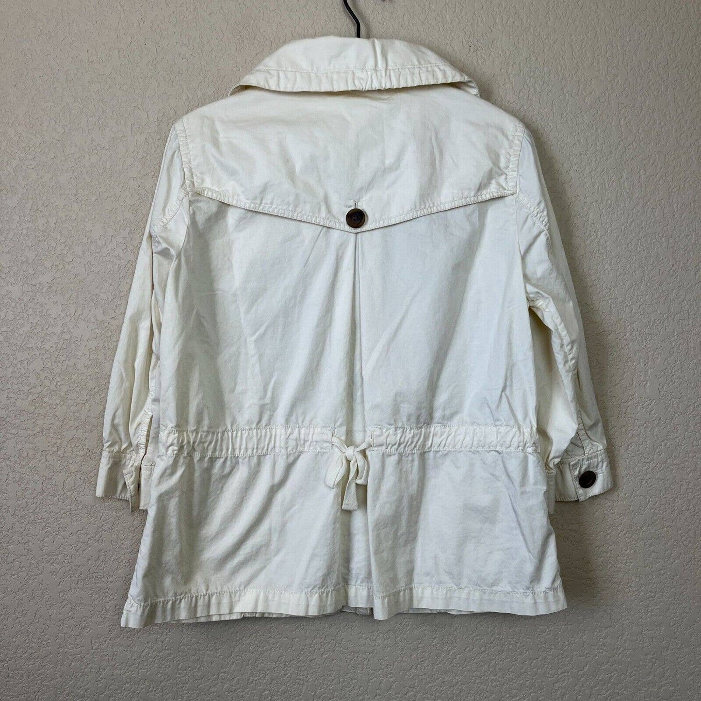 Eddie Bauer Womens Sz M Button Up 3/4 Sleeve White Jacket Cotton