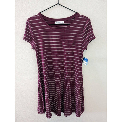 Arizona Jean Co Womens Sz S Mini Shirt Dress Purple Striped NEW