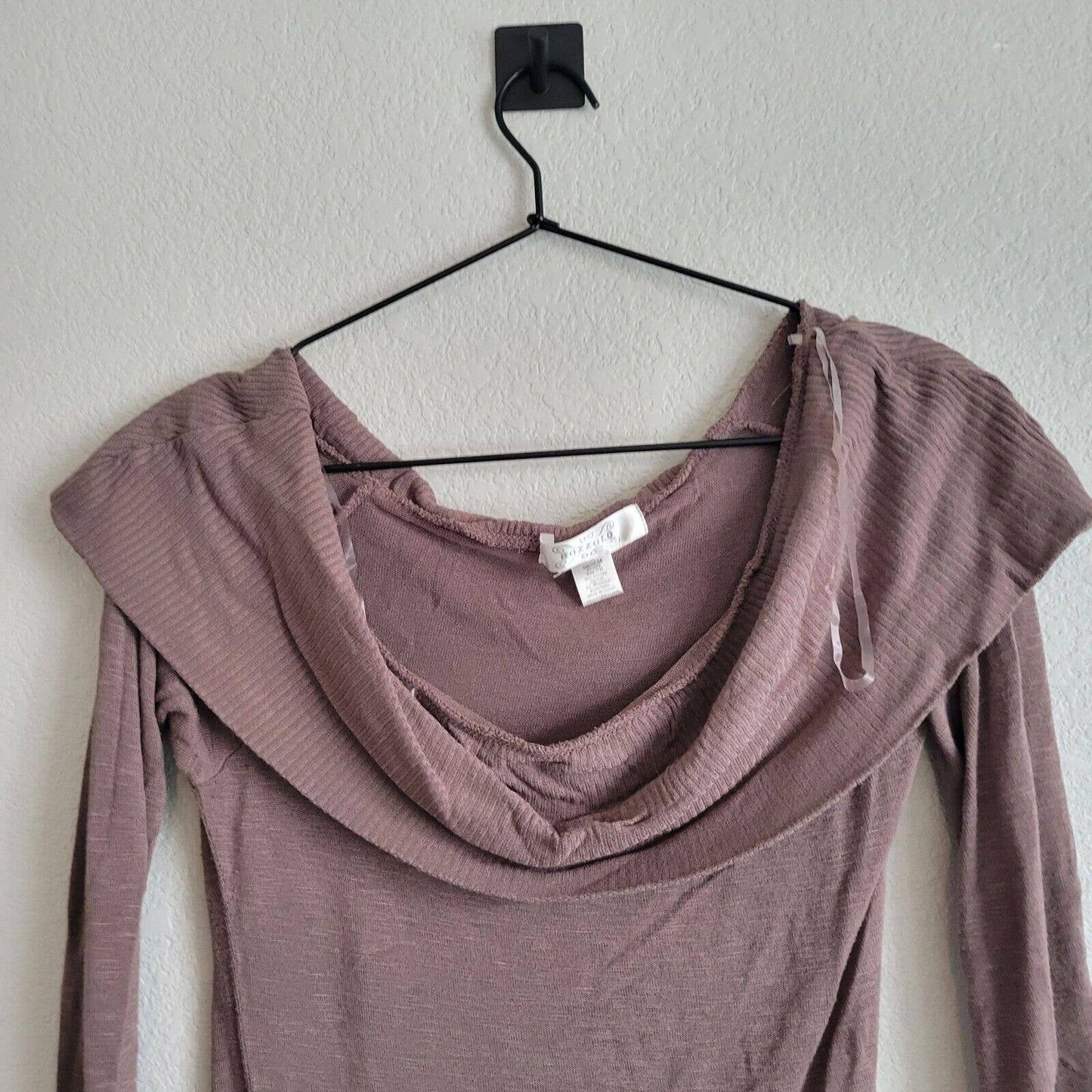 Bozzolo Womens Sz M Long Sleeve Cowl Neck Knit Shirt Taupe Beige