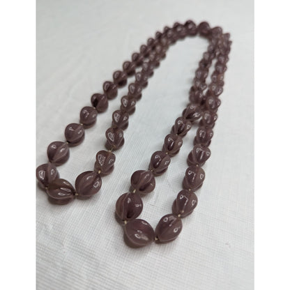 Vintage Mid Century Single Strand Glass Bead Necklace Mauve Purple