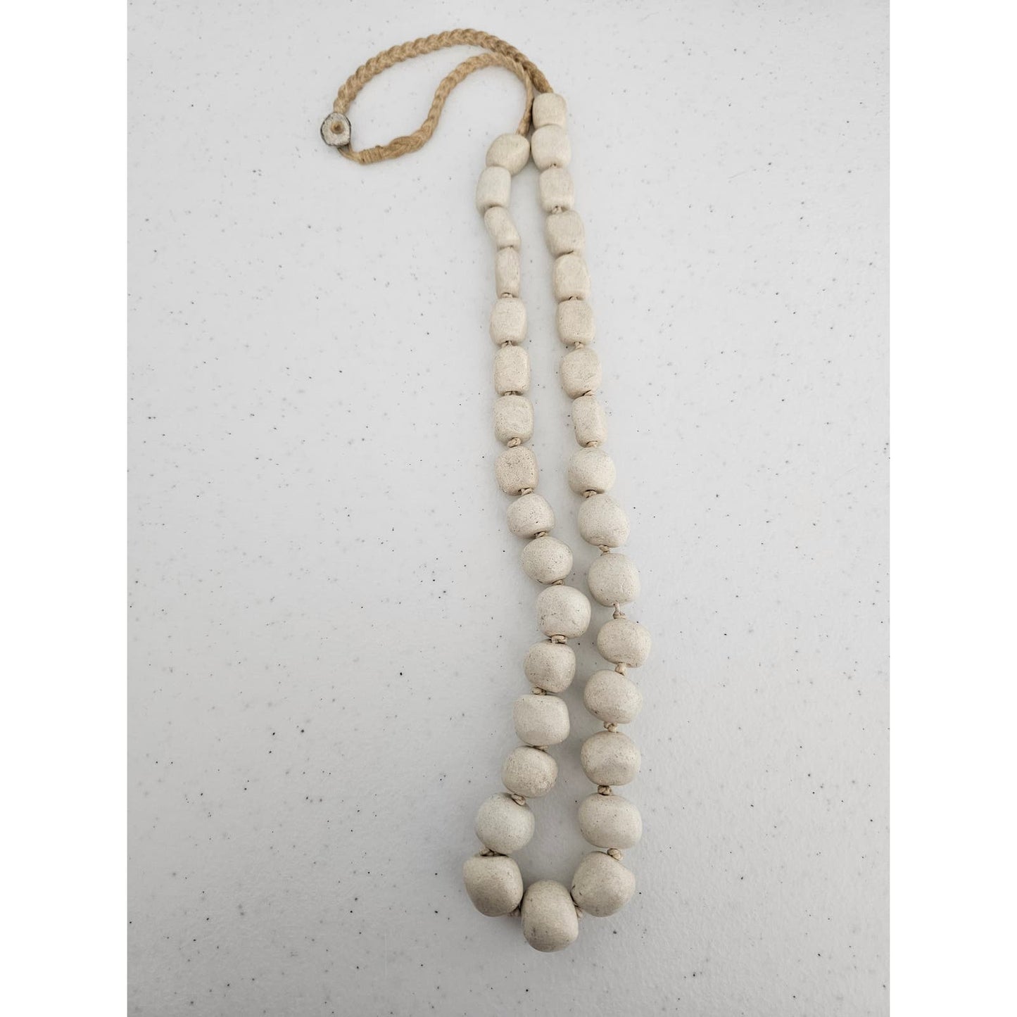 Vintage 1960s Mid Century Single Strand Stone Style Beaded Necklace Cream