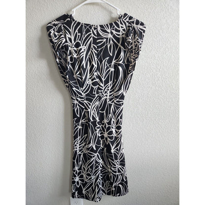 Alyn Paige Womens Sz S Knee Length Career Dress Black White Abstract Print