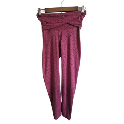 Nike Yoga High Rise Polka Dot Twist 7/8 Capri Tights Sweet Beet Size S NEW