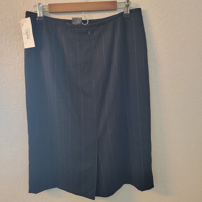 Vintage 1990s Kasper Petite 12P Skirt Suit Set Black Pinstripe Career