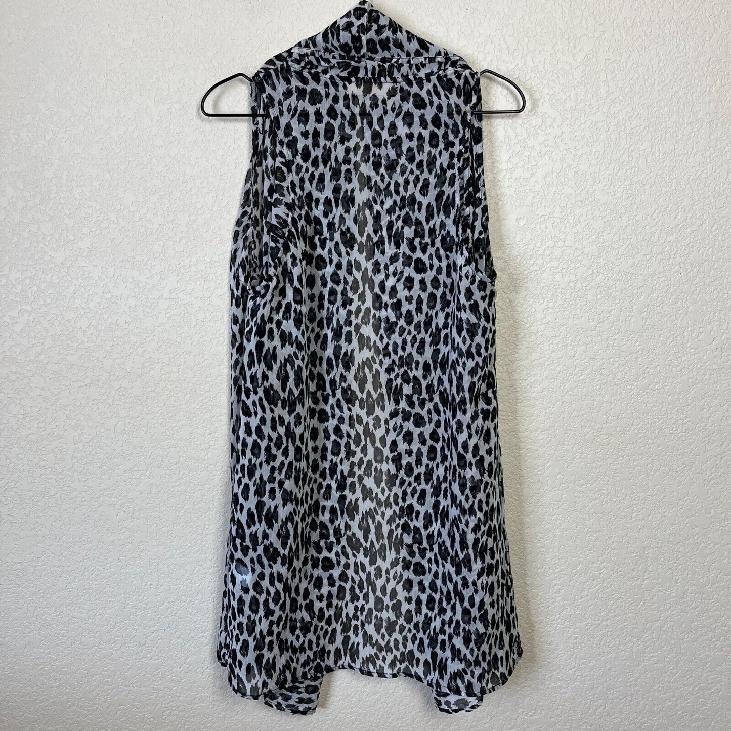 Criss Cross Womens Sz M/L Tunic Length Vest Animal Print Leopard Semi Sheer