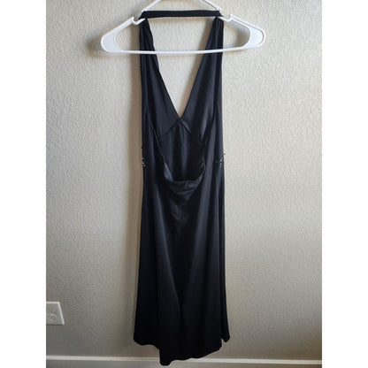 Vintage Maggy London 12P Petite Halter Midi Dress Black Formal Beaded