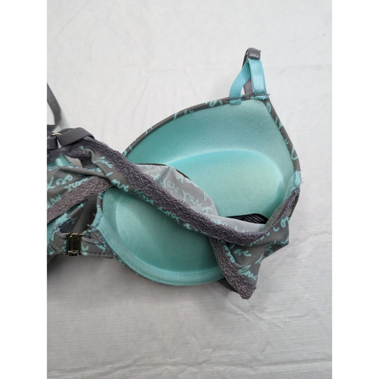 Vintage Y2K XOXO Womens Sz 36C PaddedPush Up Bra Gray and Blue