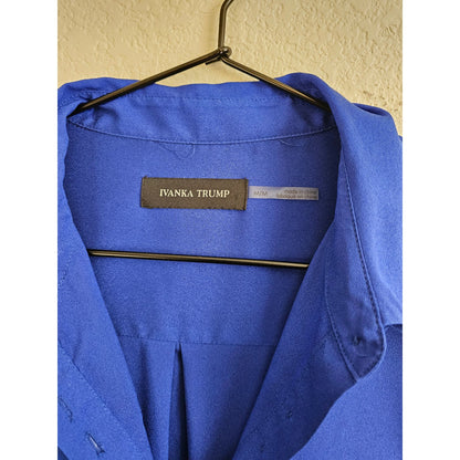 Ivanka Trump Womens Sz M Long Sleeve Button Up Shirt Royal Blue