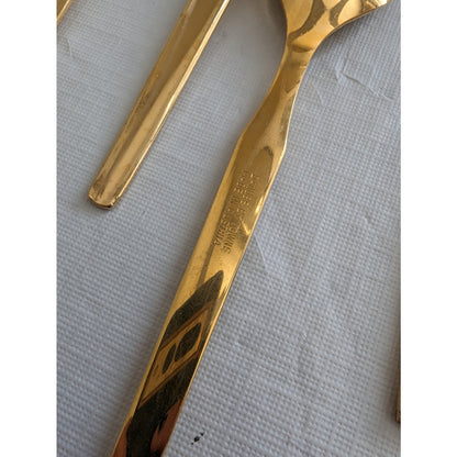 DANUBE BY TOWNE -MADE IN AUSTRIA -50-PIECE SET GOLD FLATWARE FORKS SPOONS KNIVES