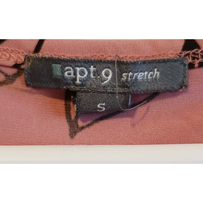 Vintage Apt 9 womens Sz S Midi Dress Pink Brown Floral Short Sleeve