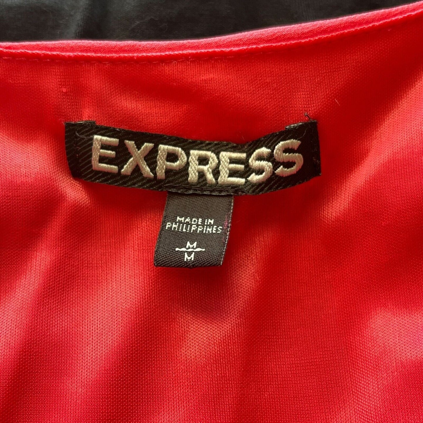 Express Womens Sz M Above Knee Dress Pink and Black Scoop Neck Party