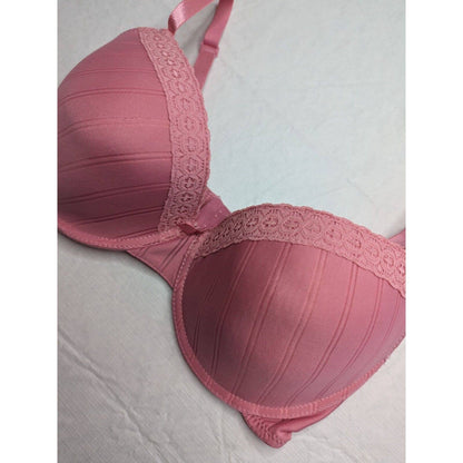 Body Embrace Womens Sz 36D Blush Pink T Shirt Bra Lace Trim