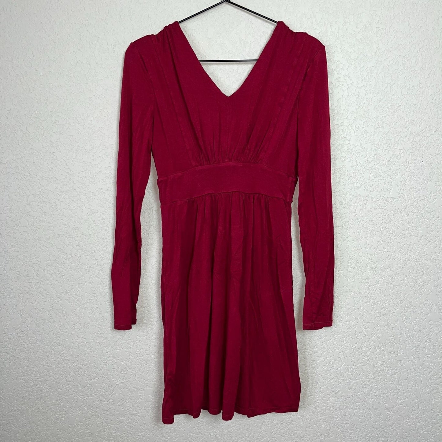 Express Womens Sz S Red Long Sleeve Dress Knit Front Y2K 2000s