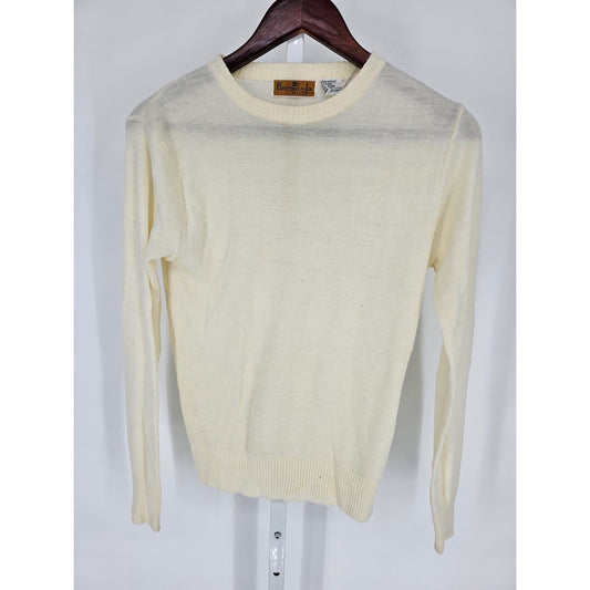 Vintage 1970s Bernie Jo Womens Sz XL Cream Wool Blend Crew Neck Sweater