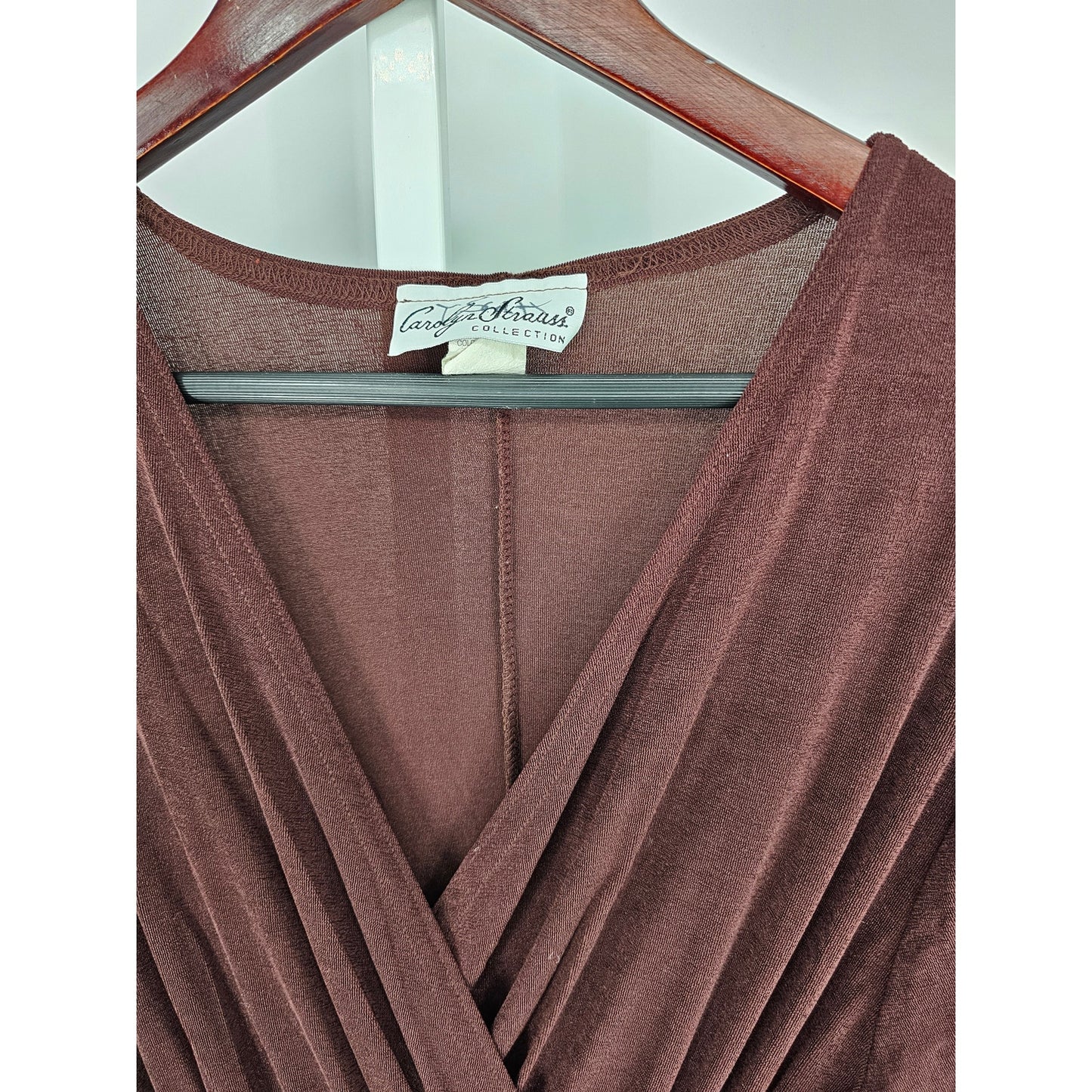 Vintage 1990s Carolyn Strauss Womens Sz 1X Brown Shimmer Formal Maxi Dress