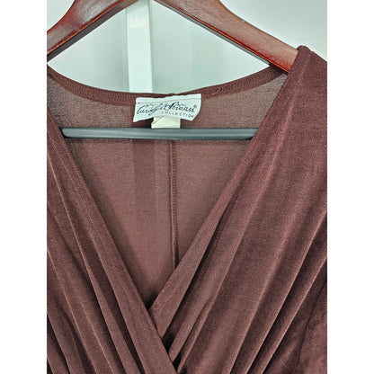 Vintage 1990s Carolyn Strauss Womens Sz 1X Brown Shimmer Formal Maxi Dress