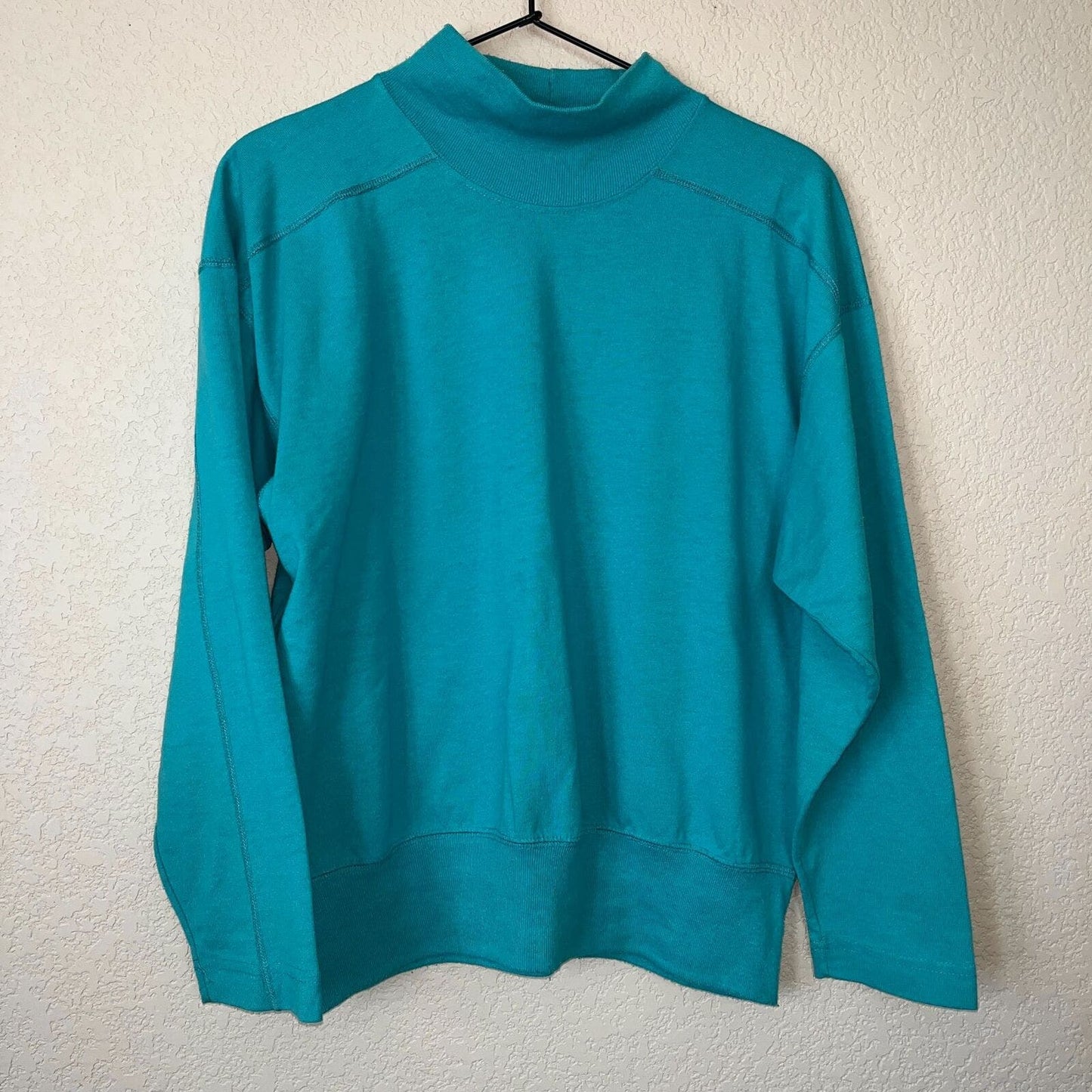 VTG 1980s THEM Womens Sz L Pullover Sweatshirt Teal Blue