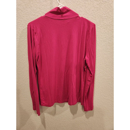 Vintage 1990s Talbots Womens Sz L Long Sleeve Turtleneck T Shirt Pink