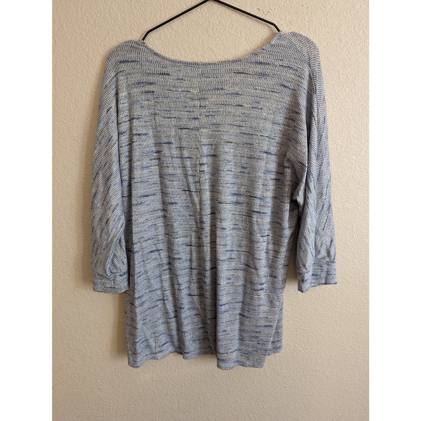 Sonoma Womens Sz L 3/4 Sleeve Slouchy Blouse Light Blue Space Dye