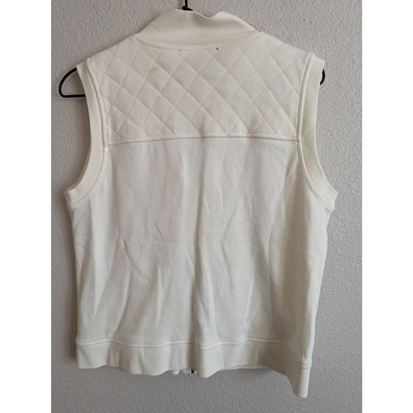 Charter Club Womens Sz M 100% Cotton Zip Up Quilted Vest White