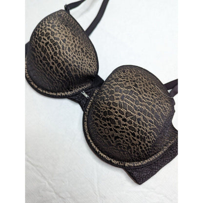 Self Expressions By Maidenform Womens Sz 34D Black and Beige T Shirt Bra