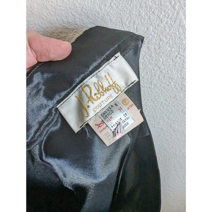 Vintage J Ribkoff Couture Sz 8 Straight Leg Black Career Pants Satin Stripe