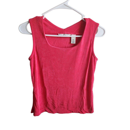 French Laundry Womens PS Petite Sleeveless Square Neck Blouse Pink Slinky Knit