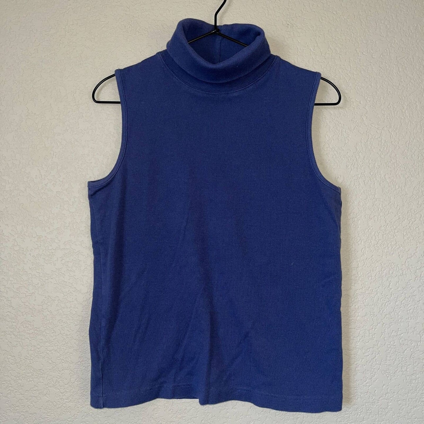 Vintage Christopher & Banks Womens Sz M Turtleneck Sleeveless Knit Top Blue